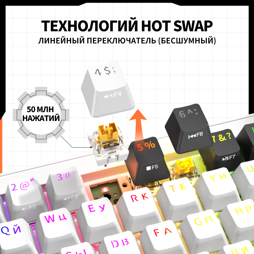 ZA68 мини игровая клавиатура механическая с подсветкой 65%